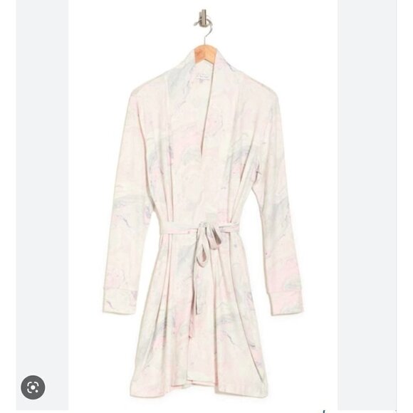 PJ Salvage Marble Print Belted Robe Sz Large Lounge Sleep PJ - Picture 2 of 11